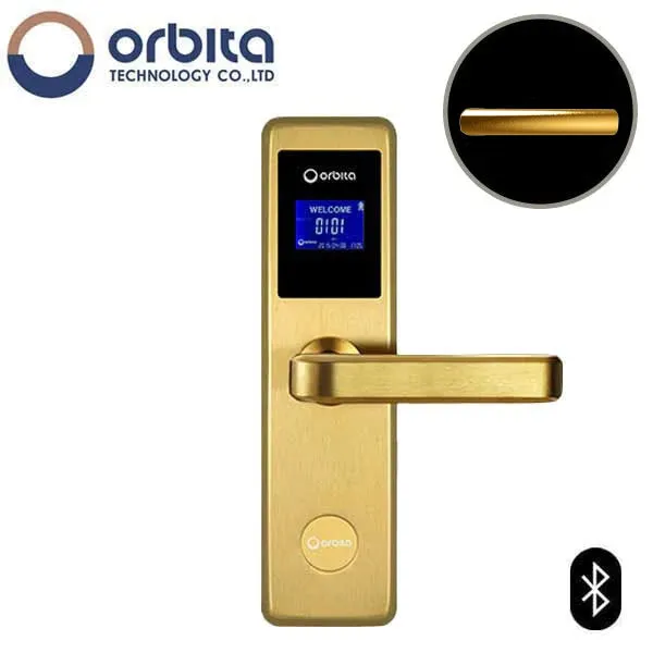 Orbita - E4031ASBT - Mortise Hotel Lock - Bluetooth & RFID - LCD Screen - Optional Lever Style - 6 VDC - Optional Finish - Grade 2