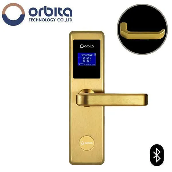 Orbita - E4031ASBT - Mortise Hotel Lock - Bluetooth & RFID - LCD Screen - Optional Lever Style - 6 VDC - Optional Finish - Grade 2
