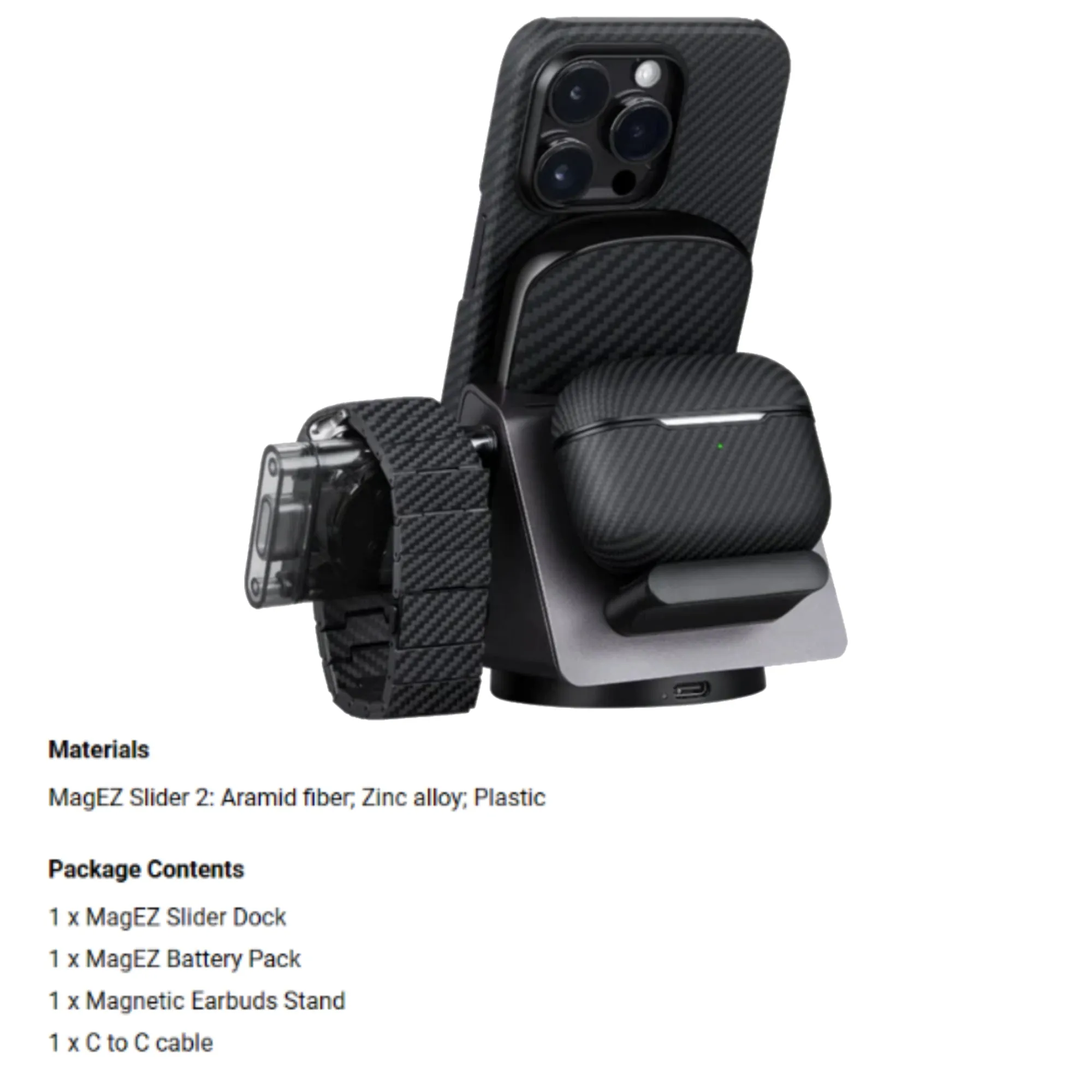 PITAKA MagEZ Slider 2 with 4000mah Power Bank for Compact 3-in-1 Wireless Charger (Powerbank only)