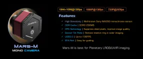 Player One Astronomy Mars-M (IMX290)USB3.0 Mono Camera