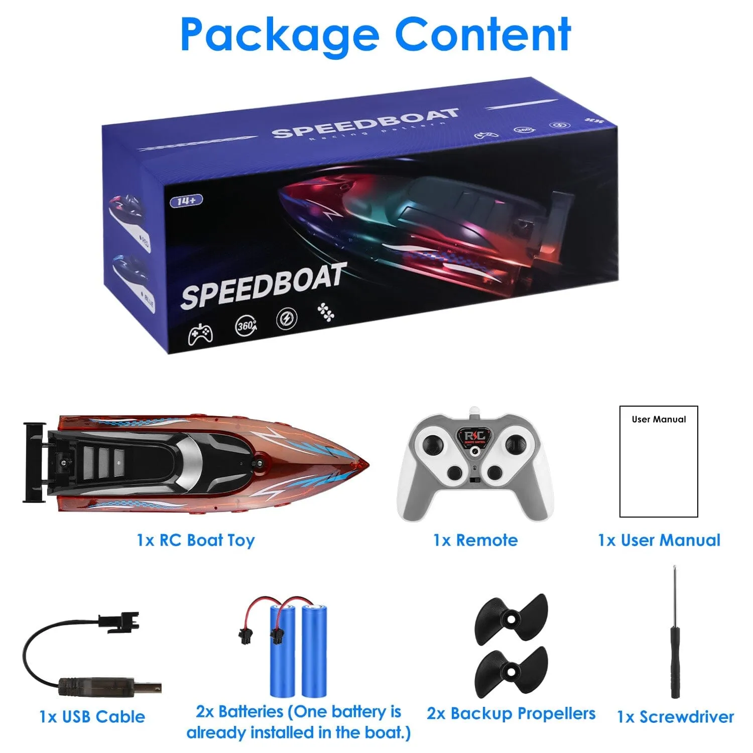 RC Boat with Colorful LED Light 10KM/H