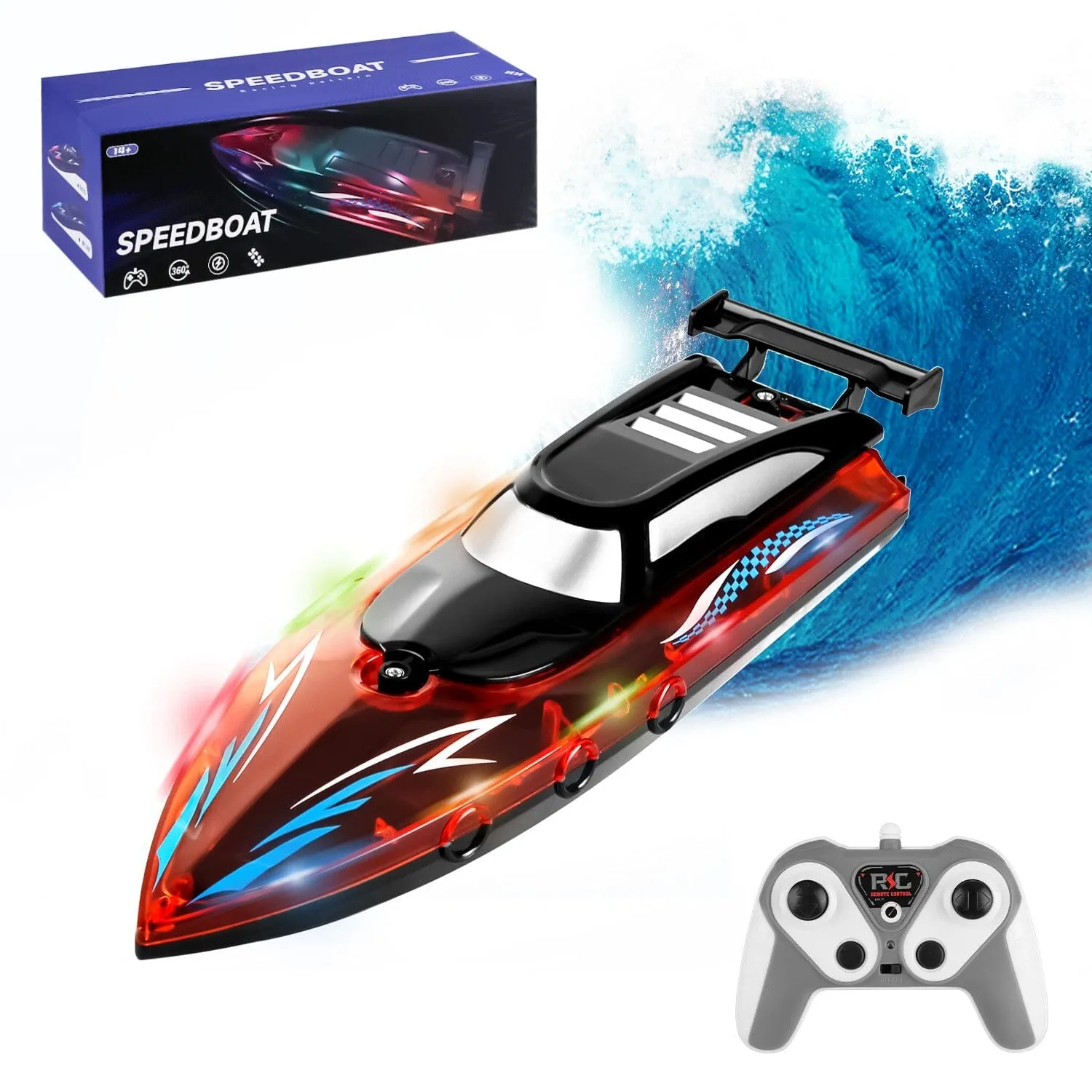 RC Boat with Colorful LED Light 10KM/H