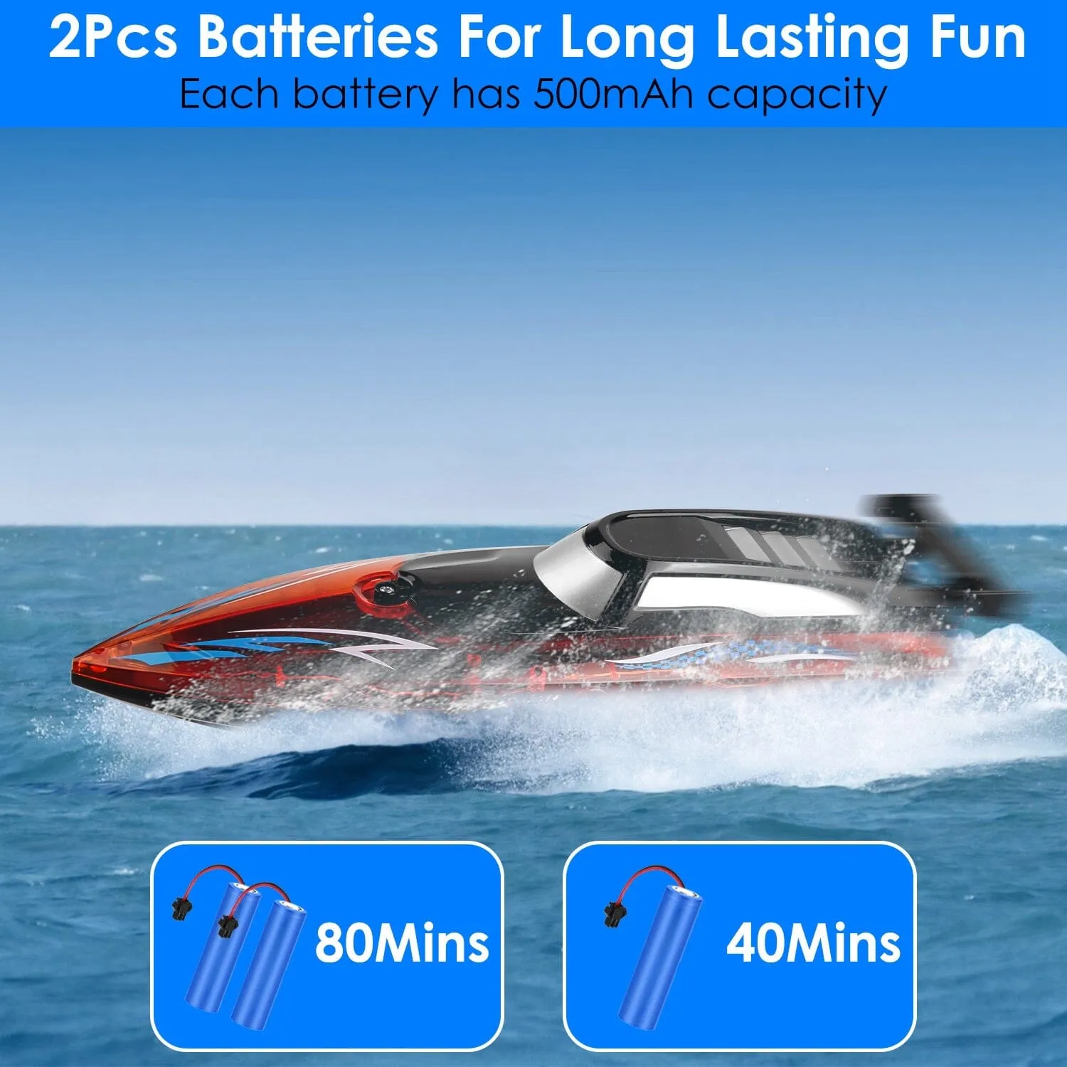 RC Boat with Colorful LED Light 10KM/H