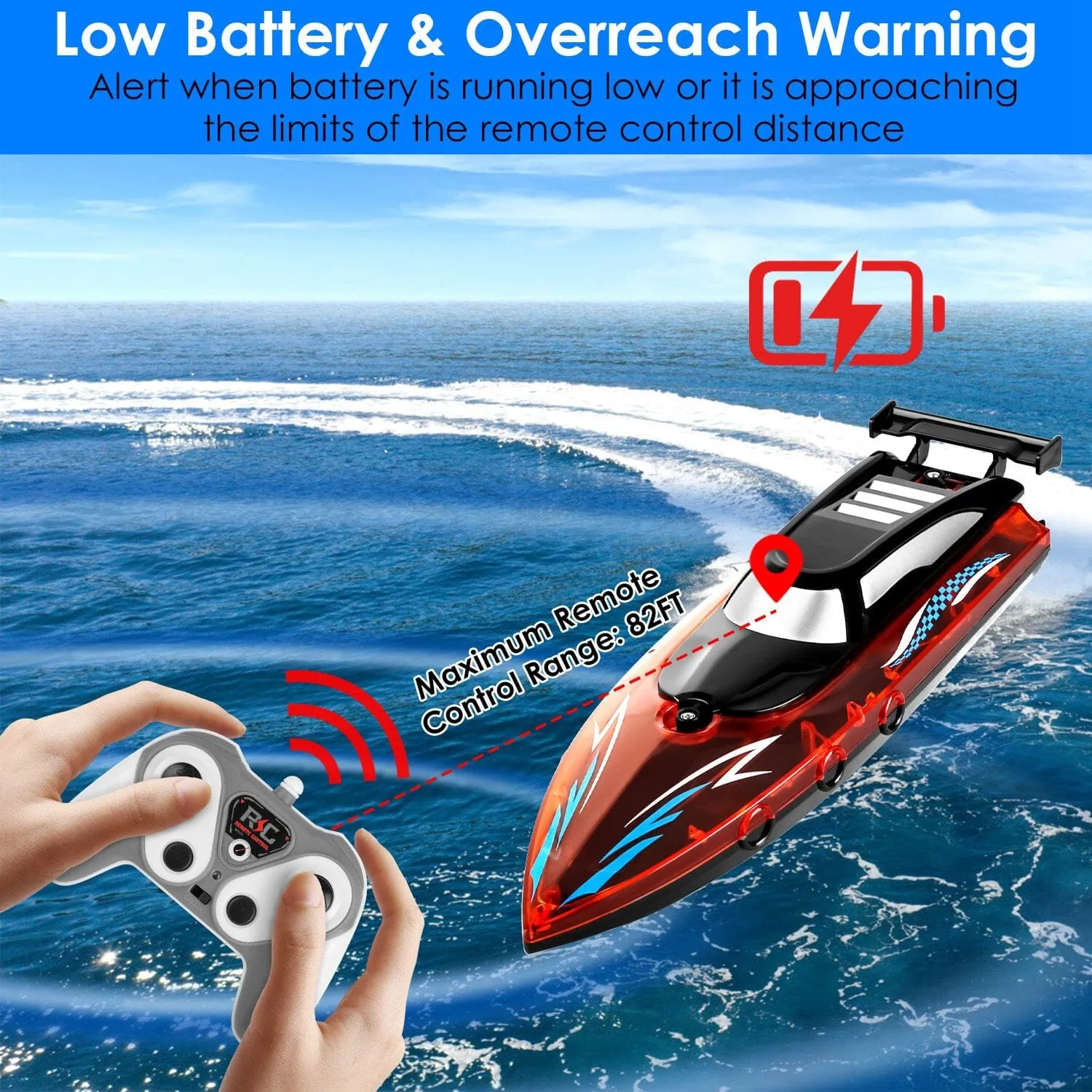 RC Boat with Colorful LED Light 10KM/H