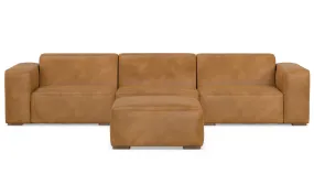 Rex 3 Seater Sofa and Ottoman in Genuine Leather