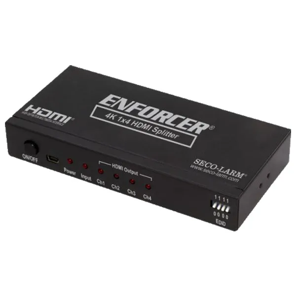 Seco-Larm - SLM-MVD-AH14-01Q - 4K HDMI Splitter - 1 female input to 4 female output