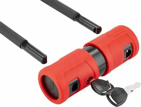 Security - Abus 440A Alarm U-Lock - 4.2 x 9", Keyed, Black/Red, Includes bracket