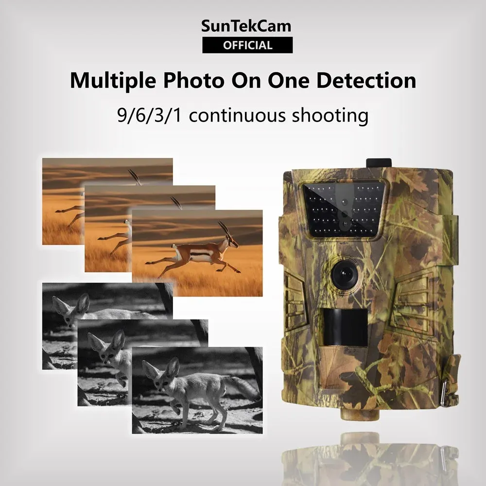 SunTekCam 1080P Hunting Trail Camera 30pcs Infrared LEDs 850nm IP65 Waterproof Photo Trap for Hunting  Long Standby Time 14MP