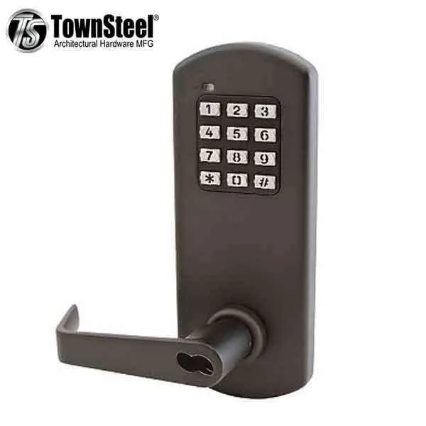 TownSteel - XCE2010S - Electronic Push Button Lever Set - IC Core ( SFIC ) - Rigid Lever Set - Dark Oxidized Bronze  - Grade 1