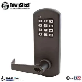 TownSteel - XCE2010S - Electronic Push Button Lever Set - IC Core ( SFIC ) - Rigid Lever Set - Dark Oxidized Bronze  - Grade 1