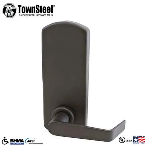 TownSteel - XCE2010S - Electronic Push Button Lever Set - Rigid Lever Set - Dark Oxidized Bronze  - Grade 1