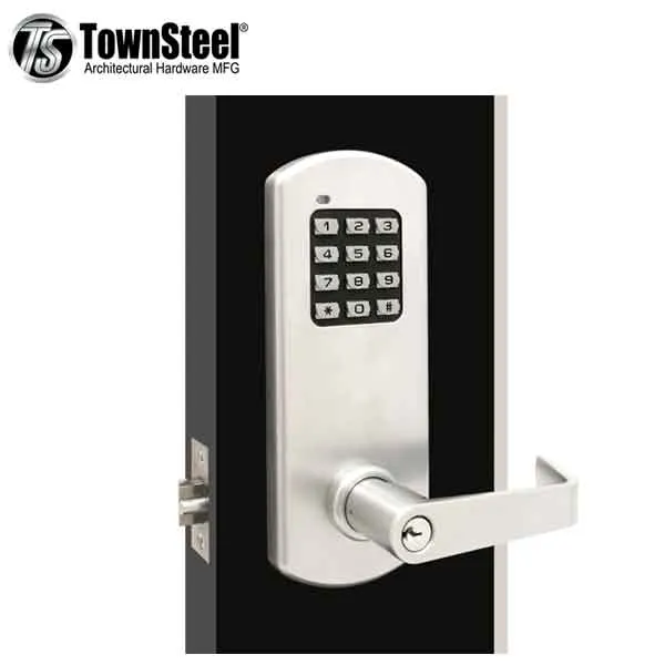 TownSteel - XCE2010S - Electronic Push Button Lever Set - Rigid Lever Set - Satin Chrome - Grade 1