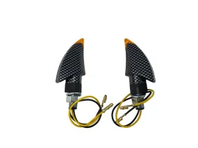 Turn Signal Set Shark Fin LED, Short Stem - Carbon Look - Highway Hawk H68-9294
