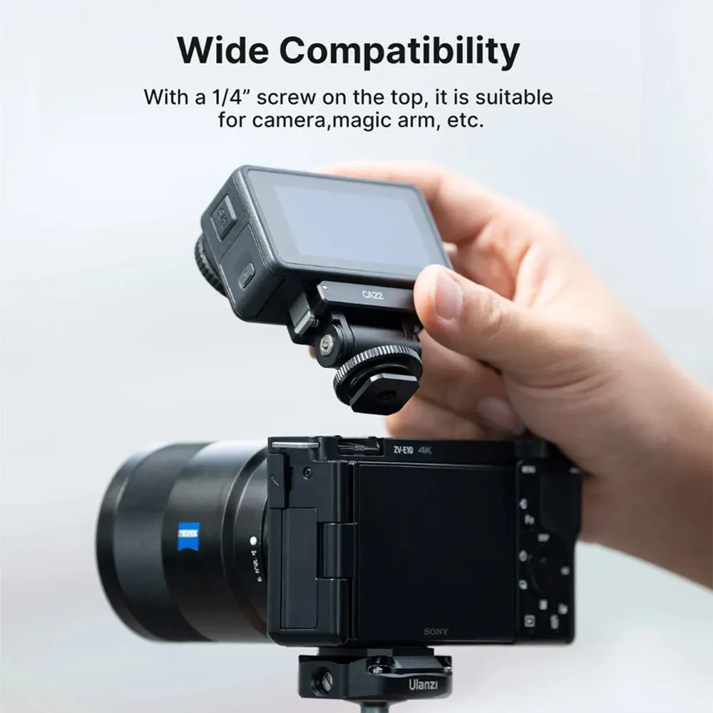 Ulanzi CA22 DJI Osmo Action 4 / 3 & Pocket 3 Cold Shoe Mount Adapter with Magnetic Mounting, 160° Tilt and 700g Load Capacity for Action Camera - C071GBB1