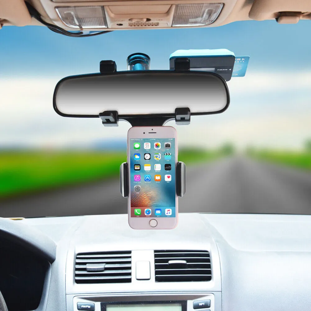 US 2-4 Pc Car Rear View Mirror Mount Stand 360° Rotation Adjustable Phone Holder