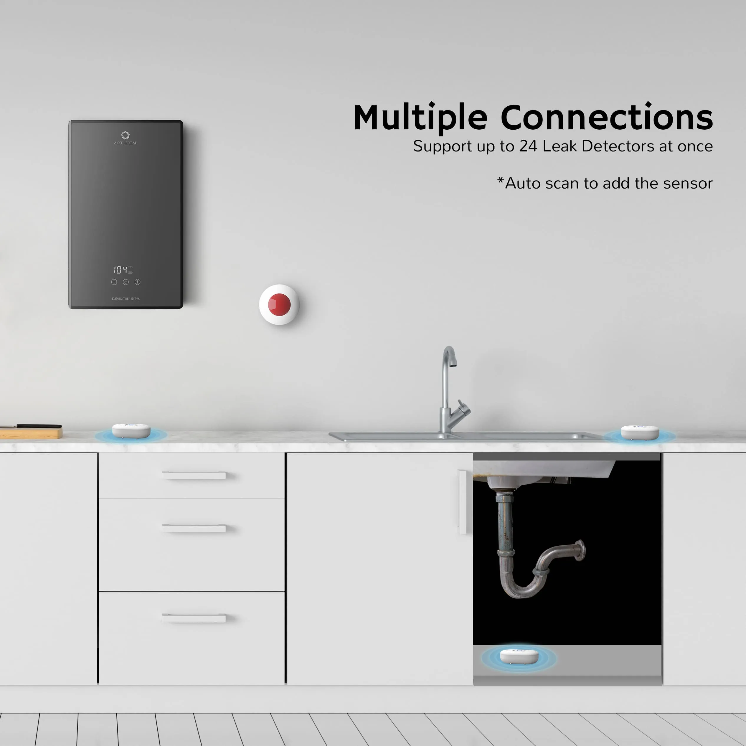Water Leak Detector 3 Packs with WiFi Gateway