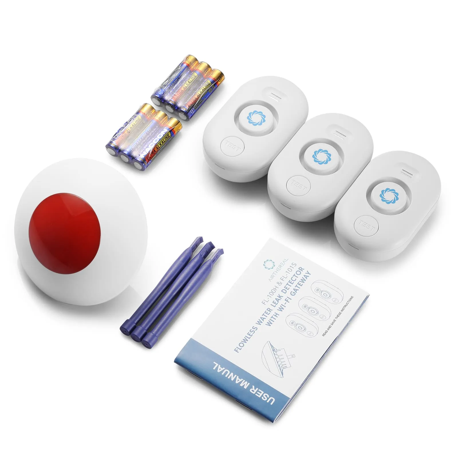 Water Leak Detector 3 Packs with WiFi Gateway