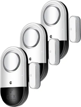 Wireless Home Security Alarms 3 Pack - 120 DB Loud Door and Window Open Alarm Sensor for Safety