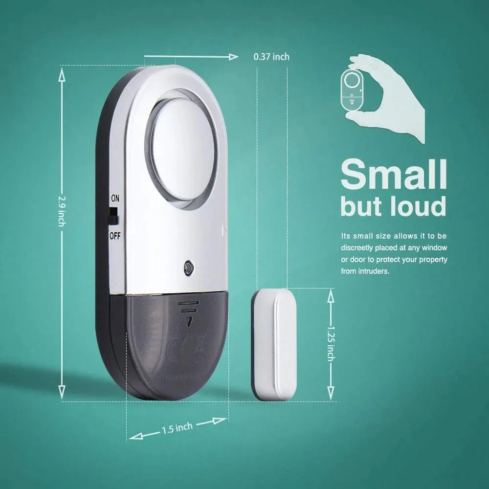 Wireless Home Security Alarms 3 Pack - 120 DB Loud Door and Window Open Alarm Sensor for Safety