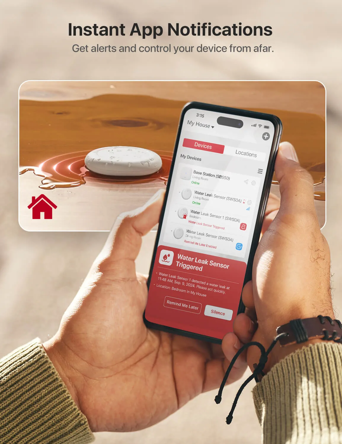 X-Sense Ultra-thin Wireless Wifi Water Leak Detector Kit: Smart Water Sensor Alarm with App Alerts| SWS0A41, SWS0A
